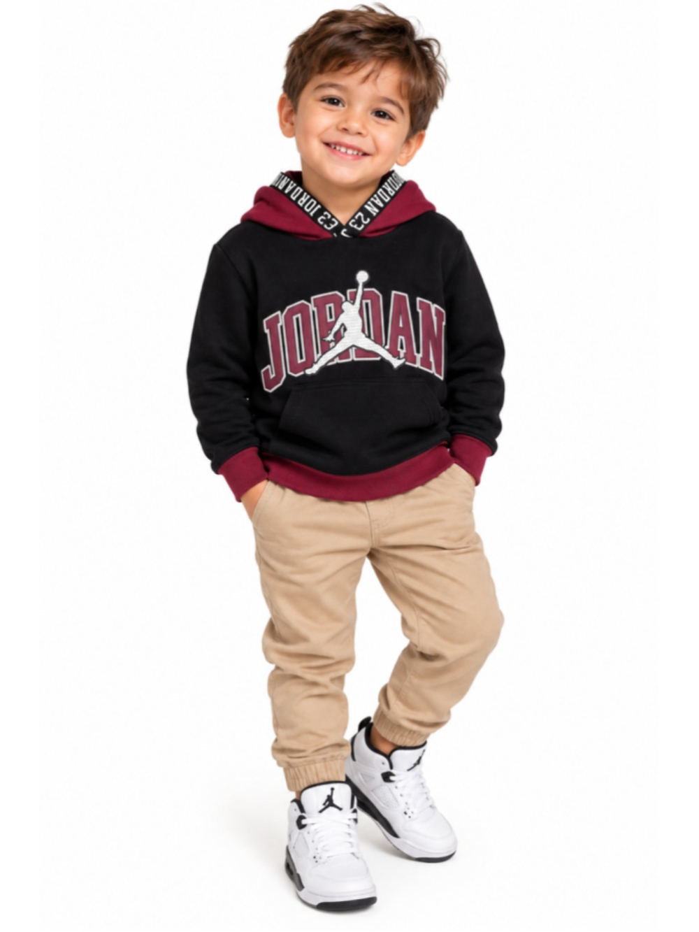 Boys Jordan Hoodie Sweatshirt Size 3T Black and Maroon